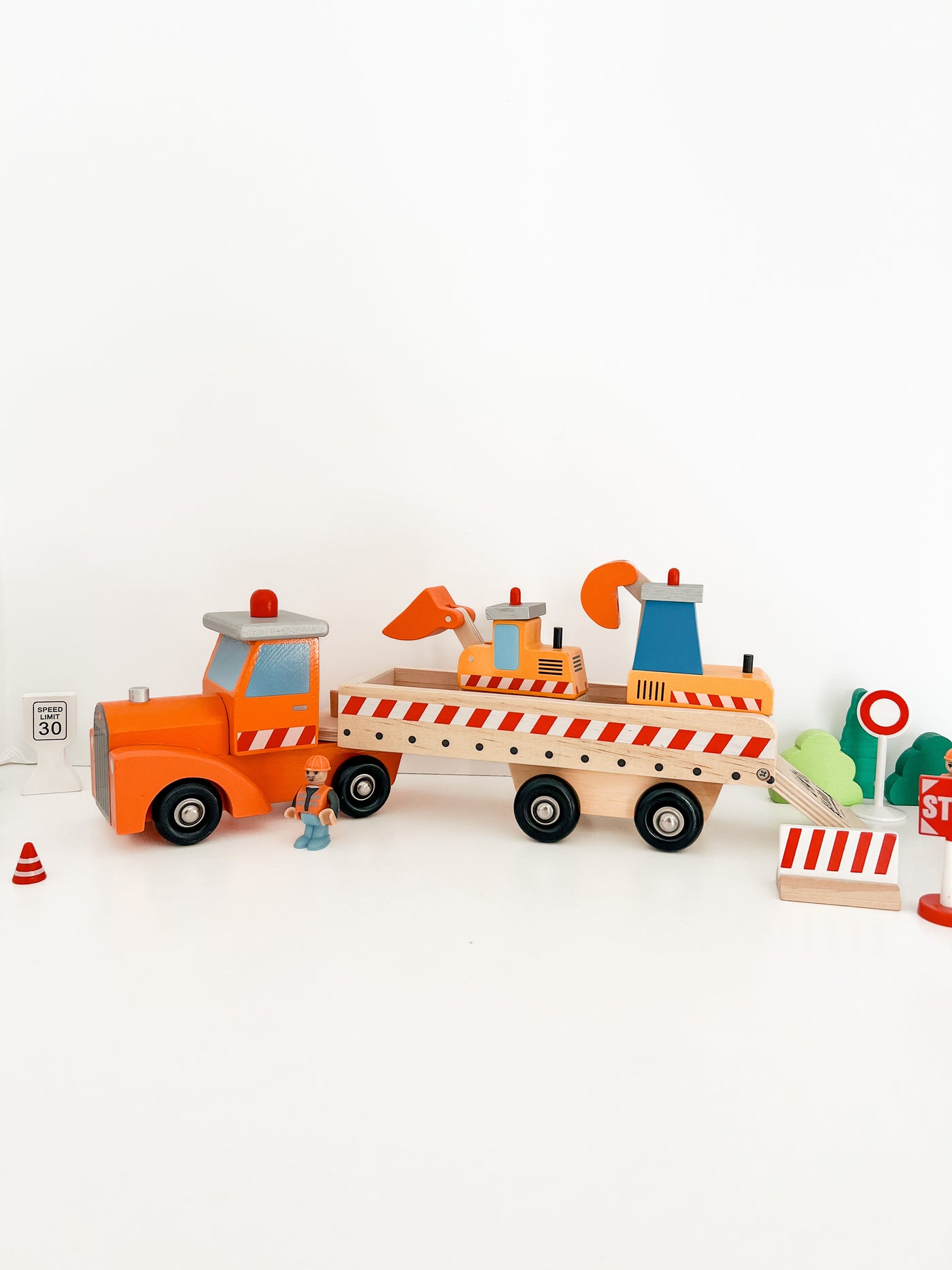 wooden toy construction vehicles