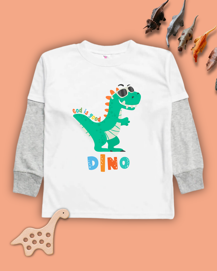 God is Good Dinosaur Long Sleeve Twofer Tee