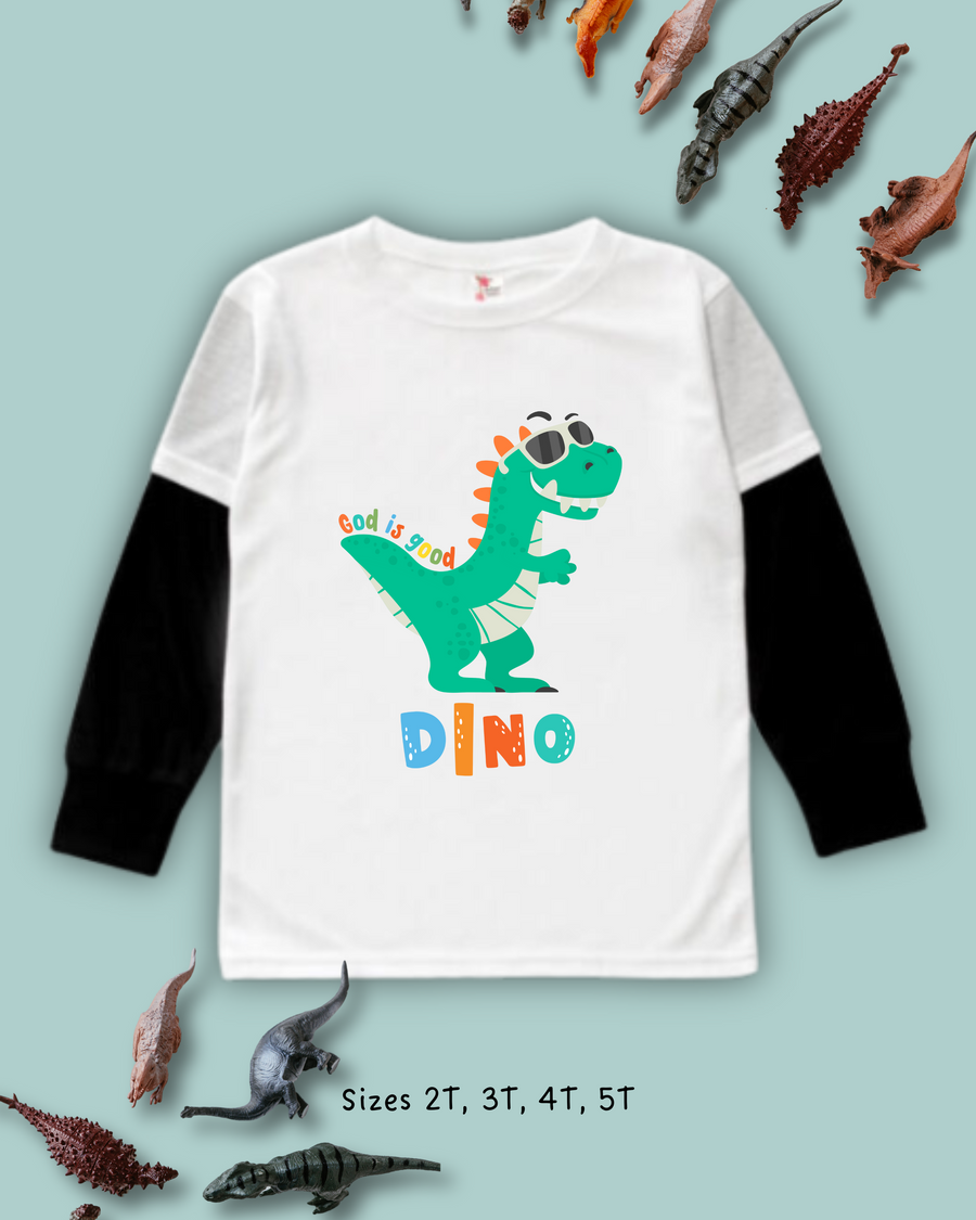 God is Good Dinosaur Long Sleeve Twofer Tee