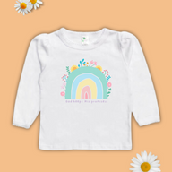 God's Promise Rainbow Long Sleeve Scallop Trim Tee