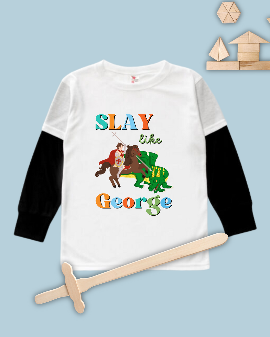 Slay Like George Long Sleeve Twofer Tee