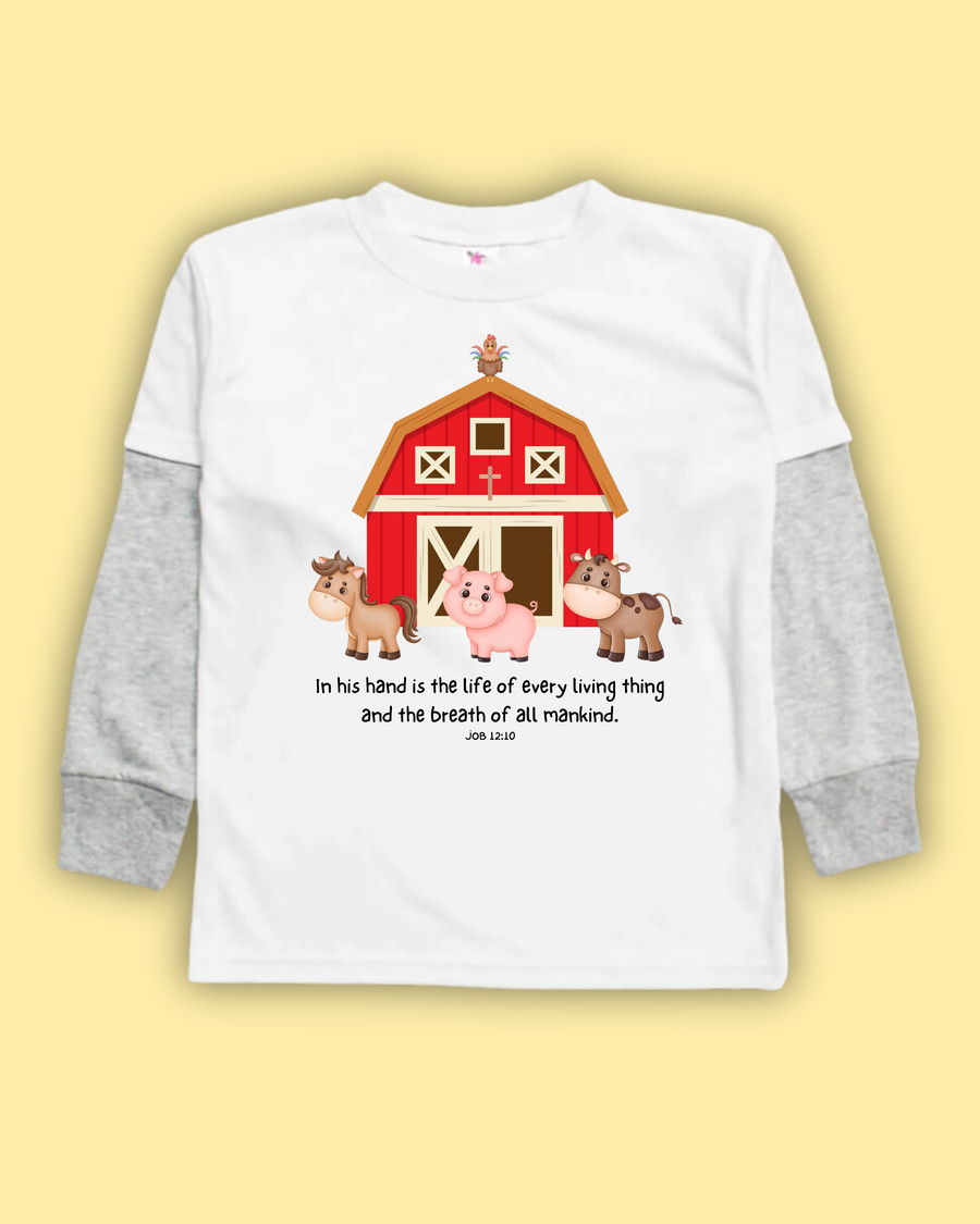 Faithful Farm Friends Long Sleeve Twofer Tee