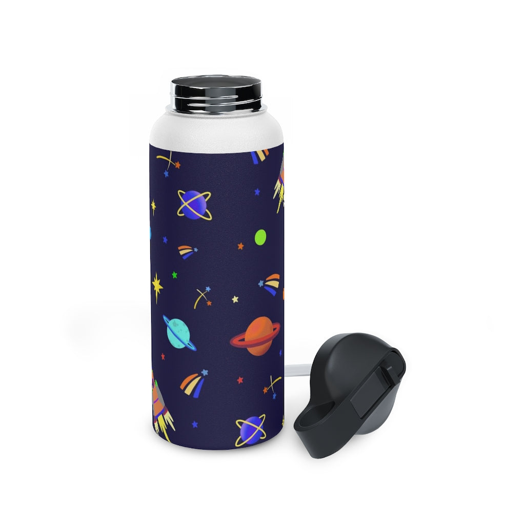 Shooting Stars (Blue) Stainless Steel Water Bottle, Standard Lid