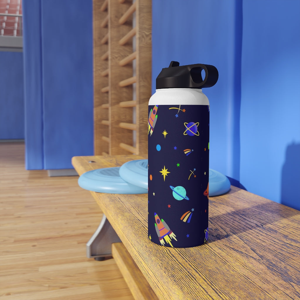 Shooting Stars (Blue) Stainless Steel Water Bottle, Standard Lid