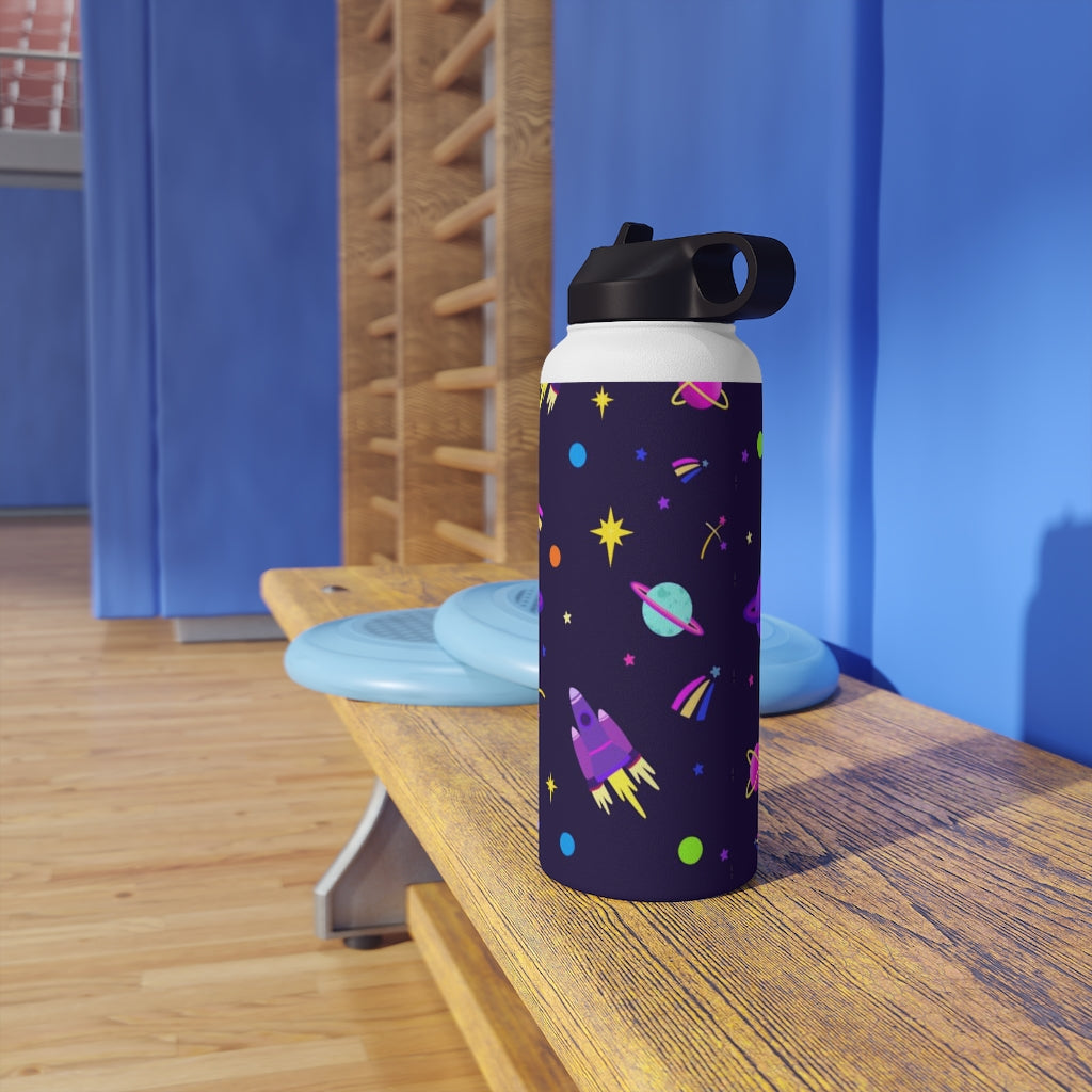 Shooting Stars (Purple) Stainless Steel Water Bottle, Standard Lid