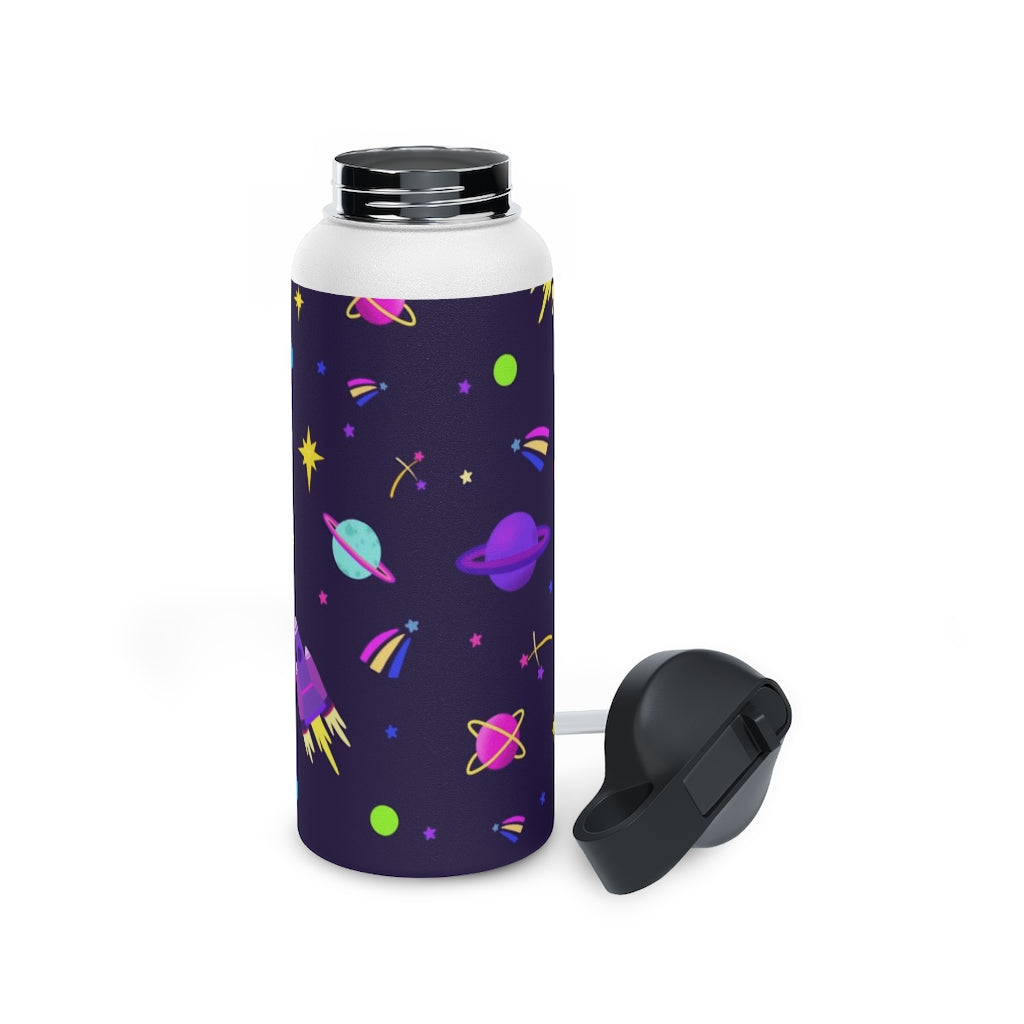 Shooting Stars (Purple) Stainless Steel Water Bottle, Standard Lid