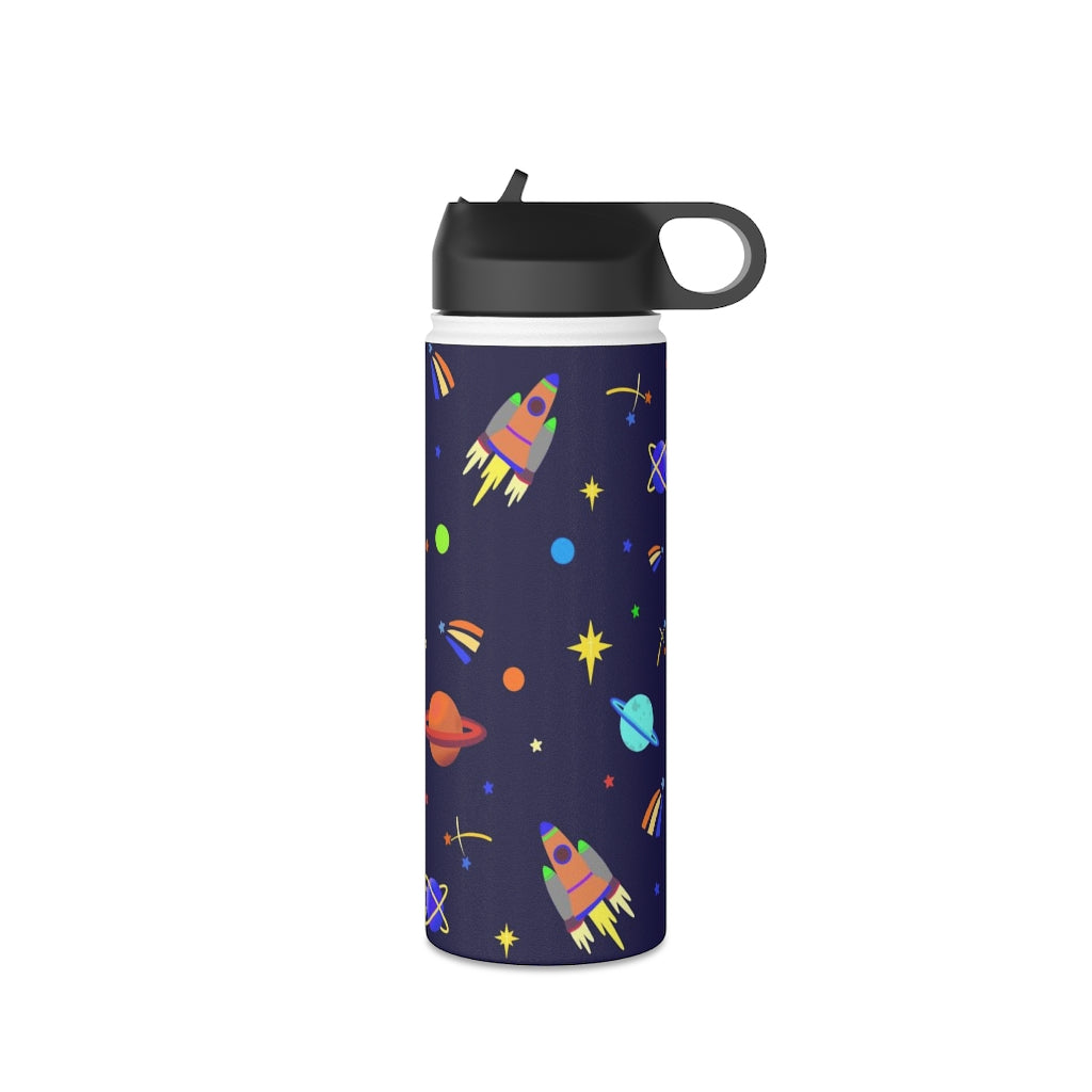 Shooting Stars (Blue) Stainless Steel Water Bottle, Standard Lid