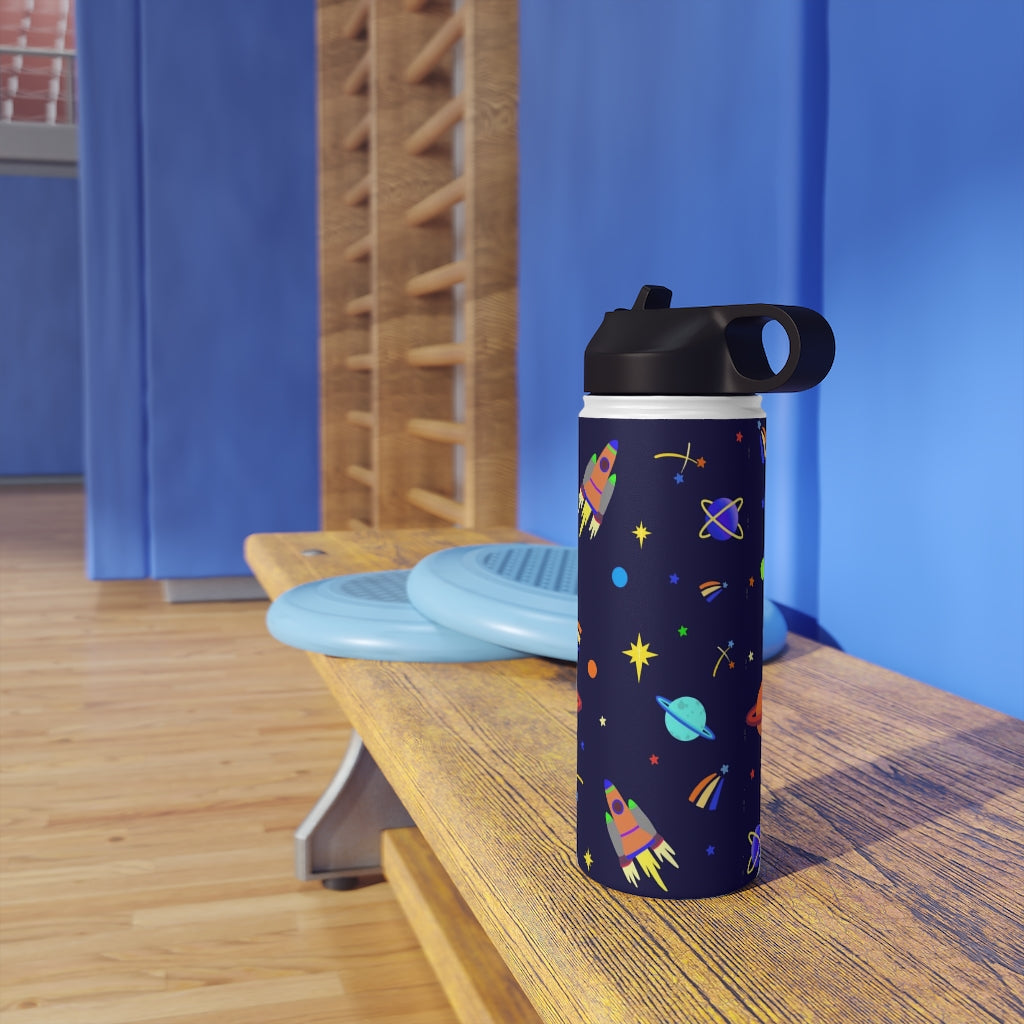 Shooting Stars (Blue) Stainless Steel Water Bottle, Standard Lid