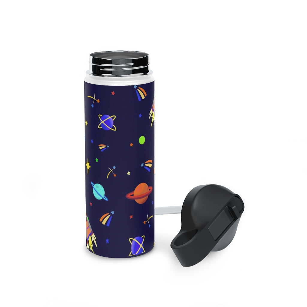 Shooting Stars (Blue) Stainless Steel Water Bottle, Standard Lid